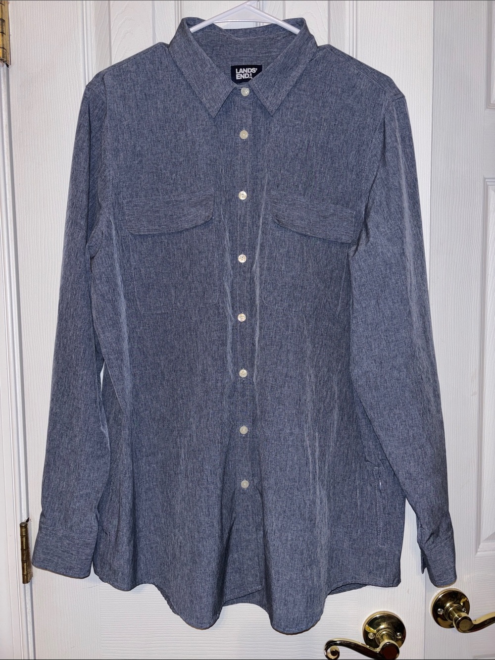 Lands' End Chambray Button Down Shirt XL Like New